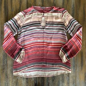Michael Stars Women’s Multi-striped Silk Blouse Top Size M